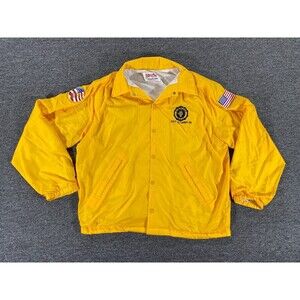 VINTAGE Birdie By Richard A. Leslie Jacket Mens Large Yellow Button Up USA Made